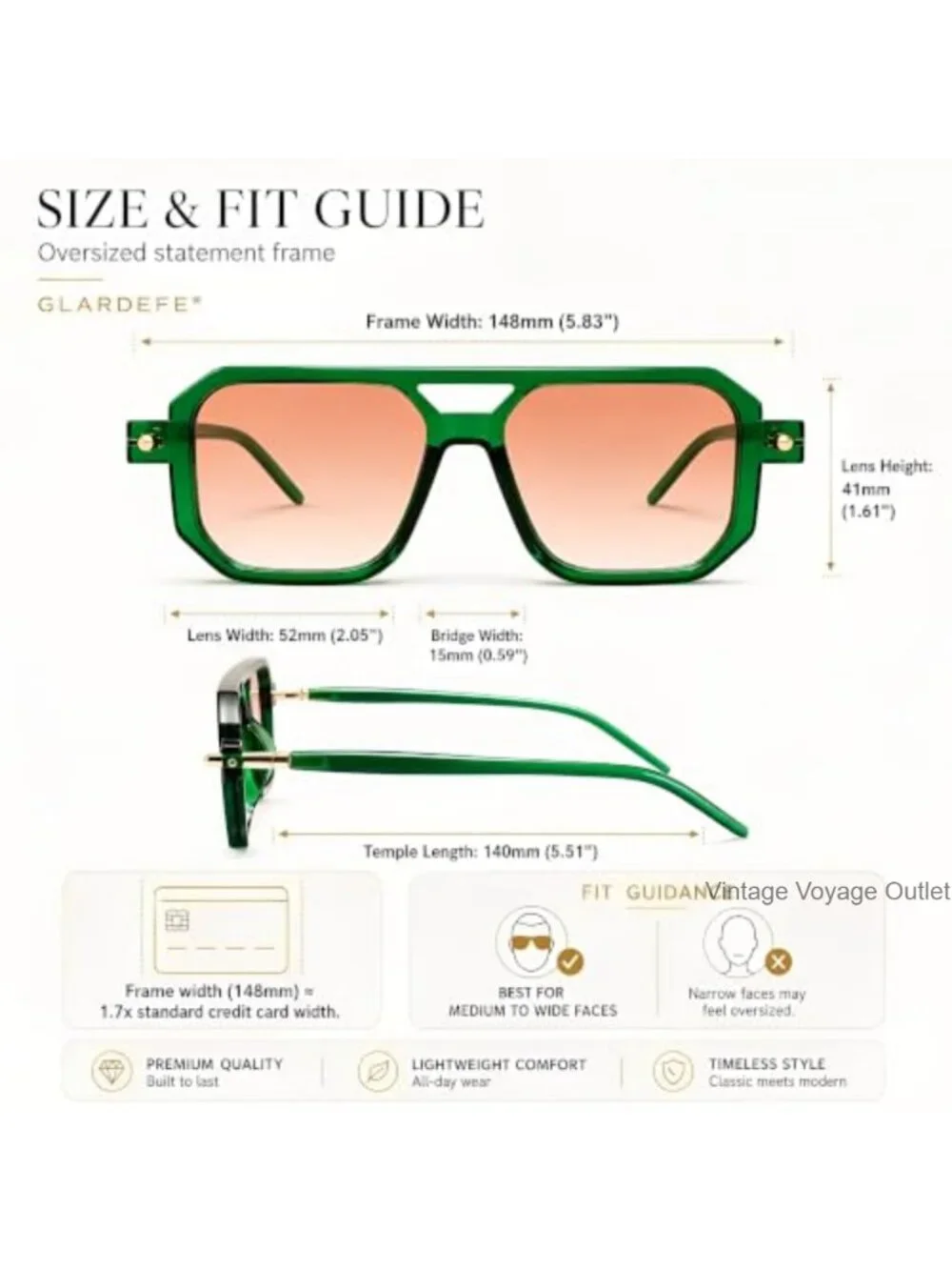 Retro Aviator Sunglasses for Women Men UV400 Protection Double Bridge Square
